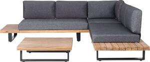 BELIANI Set da giardino in legno a 5 posti, legno di acacia marrone, imbottitura grigia, tavolo 82 x 82 cm, stile moderno