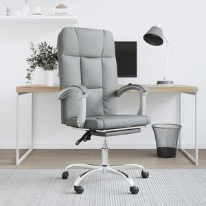 The Living Store Sedia da ufficio con funzione reclinabile Tessuto grigio chiaro