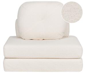 BELIANI Divano pouf letto divano bianco imbottito boufflé per soggiorno con funzione letto cuscino federe sfoderabili design moderno
