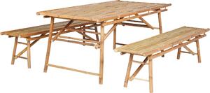 Set di mobili da giardino BELIANI, color beige chiaro, in legno di bambù, per 4 persone, composto da 2 panche e 1 tavolo. Mobili da giardino, mobili da esterno, stile moderno bohémien