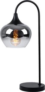 Lampada da tavolo, curva, vetro fumé, nero, H 54 cm
