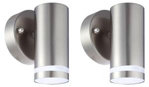Set di 2 lampade da parete a LED per esterni, in acciaio inossidabile lucido, altezza 11 cm
