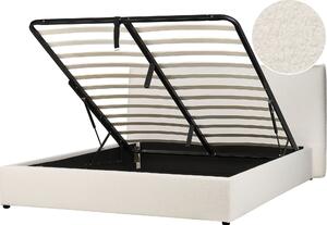 Letto con contenitore BELIANI imbottitura in buckram bianco panna 180 x 200 cm testiera classica grate in legno camera da letto