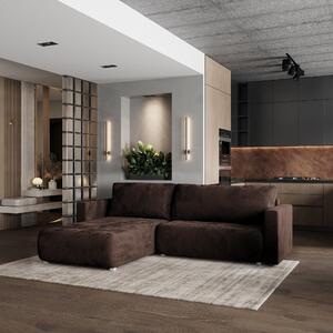 Divano angolare Masseno TURIN M con funzione letto a L, divano con box letto, divano da salotto, divano, divano, divano letto, set di divani - marrone, MONOLITH 29