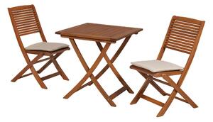 Set di mobili da giardino Merxx Bali 5 pezzi, 2 poltrone pieghevoli, 2 cuscini, tavolo pieghevole 70 x 70 cm - Acacia