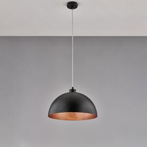 Sospensione Industrial 1 Luce Marcus In Ferro Laccato Nero E Rame Diam 35