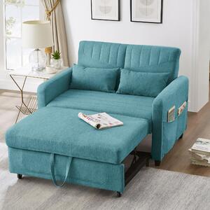 Divano letto 2 posti, dimensioni 114x77x82,5 cm, con meccanismo estraibile per trasformarlo in letto, schienale regolabile in 3 posizioni, rivestito in tessuto di cotone e lino
