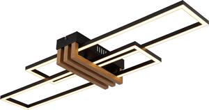 Plafoniera LED, nera, effetto legno scuro, L 80 cm