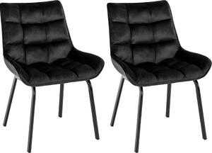 Set di 2 sedie da pranzo - sedie da cucina - altezza seduta confortevole, struttura in metallo | Colore: Nero | Materiale: Morbido