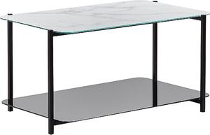 Tavolino BELIANI bianco e nero in metallo e vetro 77 x 47 cm rettangolare con piano in vetro effetto marmo moderno