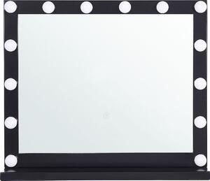 BELIANI Specchio da toilette in metallo nero 50 x 60 cm Illuminazione a LED rettangolare moderno holywood
