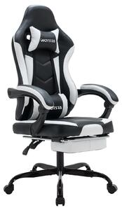 Sedia da gaming - Sedia da ufficio ergonomica - Poggiatesta regolabile - Supporto lombare - Poggiapiedi - Portata 120 kg - Pelle finta