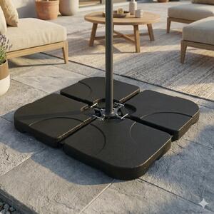 HAGO24 Set di 4 piastre per ombrelloni Piastre di zavorramento per ombrelloni Base per ombrelloni Zavorramento Supporto a croce Balcone Terrazza Plastica HDPE Riempibile con sabbia o acqua fino a 80 kg