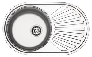 Lavello in acciaio inox 780 mm 1 vasca reversibile incl. comando eccentrico Gocciolatoio Troppopieno