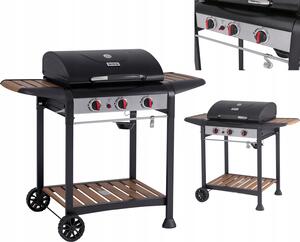 Griglia a gas 9 kW, 3 bruciatori, acciaio 122 x 57 x 98 cm
