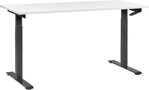 BELIANI Scrivania regolabile in altezza piano bianco struttura in acciaio nero 160 x 72 cm regolazione manuale in altezza ufficio moderno