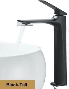 Miscelatore per lavabo, monocomando, da appoggio, nero alto, acciaio inox-b