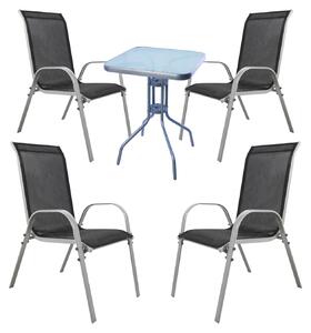 Set da bistrot, composto da 5 pezzi, color argento/grigio e nero
