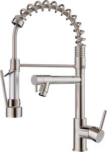 FORIOUS Miscelatore da cucina a due maniglie in acciaio inox nero girevole a 360°