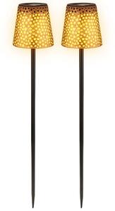 2x Luce solare da esterno a LED, gioco di luci, batteria ricaricabile, oro, H 70cm