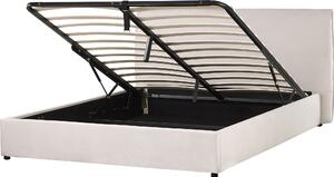 BELIANI Letto con contenitore crema imbottito in velluto bianco 160 x 200 cm testata classica grate in legno camera da letto