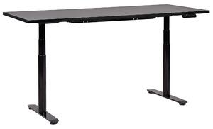 BELIANI Scrivania regolabile in altezza piano nero struttura in acciaio nero 180 x 80 cm regolazione elettrica in altezza ufficio moderno