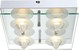 Lampada da soffitto a LED, cromo, piastra di vetro, L 25 cm