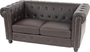 Divano a 2 posti divano salotto divano Chesterfield in ecopelle 160cm ~ piedi rotondi, marrone