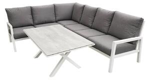 Set da giardino Lounge in alluminio verniciato a polvere, gruppo salotto da esterno bianco