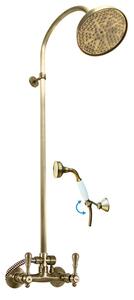 Slezák-RAV Miscelatore per doccia MORAVA RETRO OLD BRASS con soffione e doccetta MK481/3SM Colore: ottone vecchio, Dimensioni: 150 mm