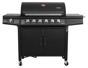 Barbecue a gas - 6+1 bruciatori - Acciaio inossidabile - Nero - Carrello barbecue