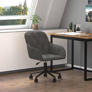 The Living Store sedia da ufficio girevole in velluto grigio scuro