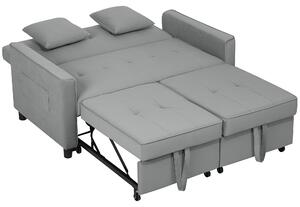Divano letto HOMCOM, divano a 2 posti con funzione letto, cuscini, effetto velluto, grigio