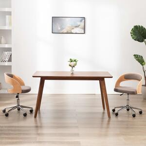 The Living Store Sedia da ufficio girevole in legno curvato e tessuto taupe