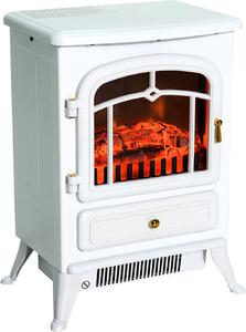 HOMCOM Caminetto elettrico Effetto fiamma 950/1850W Protezione contro il surriscaldamento Bianco 41,5 x 28 x 54,8 cm