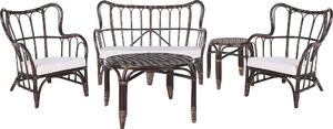 BELIANI Set di mobili da giardino in rattan naturale beige 2 poltrone 2 tavoli cuscini pieghevoli da interno a interno boho