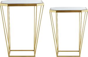 BELIANI Set di 2 tavolini specchi / oro in vetro e metallo esagonale soggiorno moderno