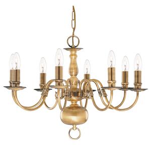 Lampadario Classico Fiammingo Acciaio Ottone 8 Luci E14