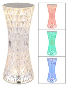 Lampada da tavolo a LED, effetto cristallo, cambio colore RGB, H 18,5 cm
