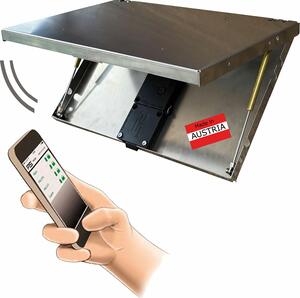 Cassaforte da incasso HooD 350x250x20 mm - acciaio inox grezzo, controllo Bluetooth, app PS Locks + batterie