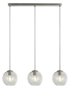 Lampadario Contemporaneo Balls Acciaio Cromo Vetro Trasparente 3 Luci E14