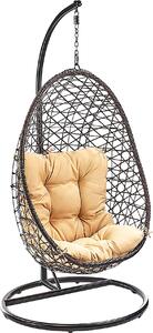 Kobolo cesto pensile CRISSCROSS con struttura e cesto oscillante in polyrattan - sedia pensile da giardino altalena relax cuscino da giardino sedia pensile altalena