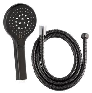 Soffione doccia con 3 funzioni, compreso tubo flessibile da 150 cm, nero