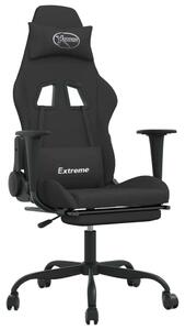 Sedia da Gaming con Poggiapiedi Nero in Tessuto