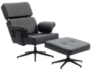 Poltrona relax HOMCOM con poggiapiedi, poggiatesta regolabile, funzione reclinabile, nera