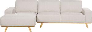 BELIANI Divano ad angolo beige 3 posti imbottitura in poliestere gambe in legno cuscini design moderno