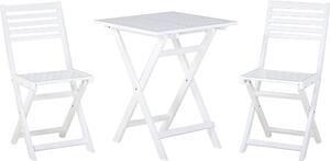 BELIANI Set da bistrot 3 pezzi luce in legno massiccio di acacia bianco design pieghevole a doghe Scandinavo moderno