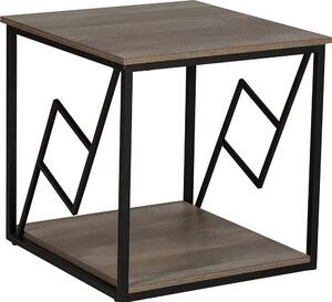 BELIANI Tavolino in legno scuro, struttura in metallo nero, quadrato 56 x 56 cm, ripiano industriale