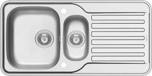 Lavello da cucina da incasso Space Mini, dimensioni 96x48 cm, con 1,5 vasche, adatto a mobili da 60 cm