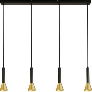 Lampadario Moderno Signal Acciaio Nero Oro 4 Luci Gu10